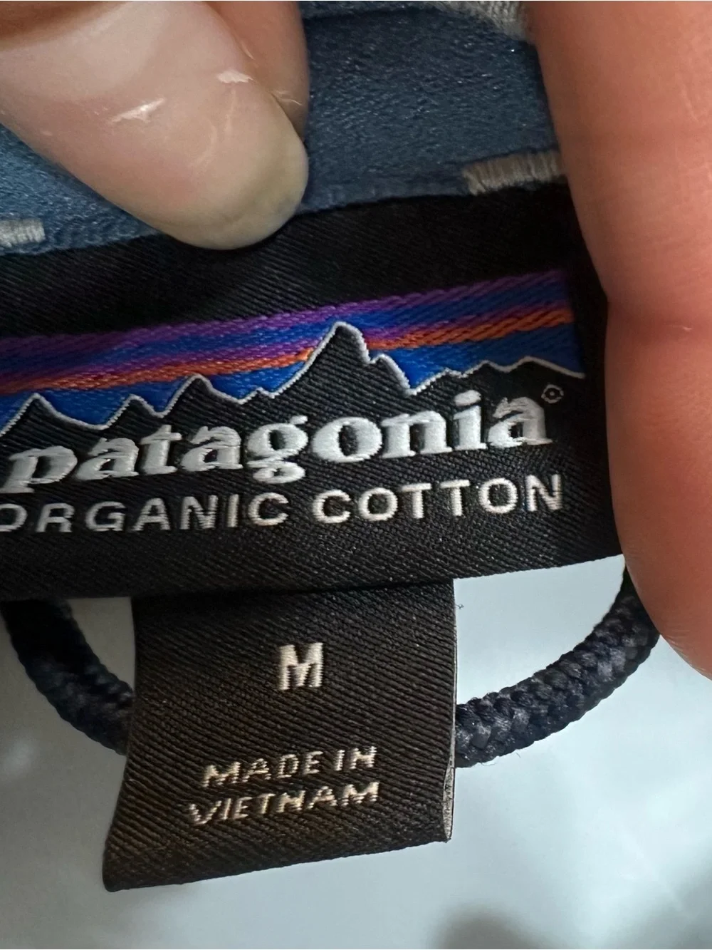 Patagonia Quilted Snap Pullover in Cream with Blue Trim - Picture 6 of 8
